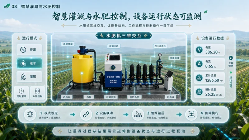 智慧灌溉与水肥控制，设备运行状态可监测